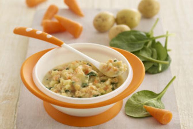Menu MPASI: Spinach, Potato, Carrot & Cheddar Mash (9 Bulan Keatas)